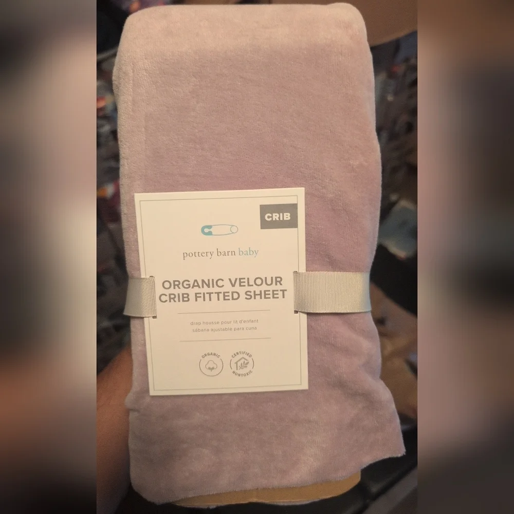 Pottery Barn Organic Velour Crib Fitted Sheet - Soft Purple